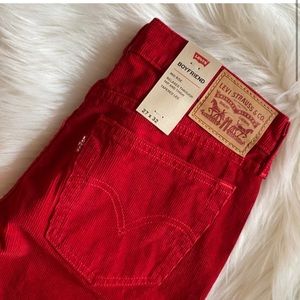 Levi's Red Corduroy Mid Rise Boyfriend Jeans Sz 27